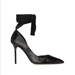 Zara shiny effect high heel shoe with lace up detail